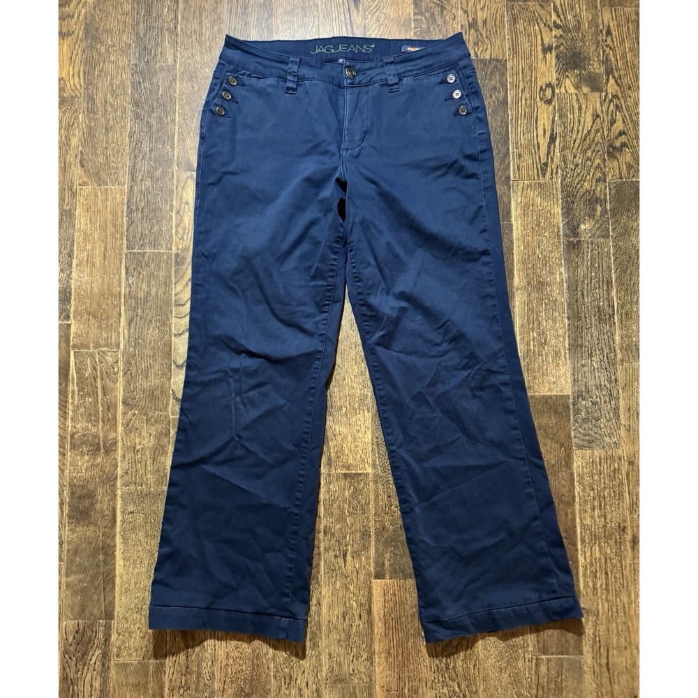 Jag Pants Women's Size 12 Mid-Rise Wide Leg Navy Blue